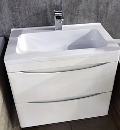 Style Line Мебель для ванной Бергамо Мини 70 подвесная белая Люкс антискрейтч Plus – фотография-6